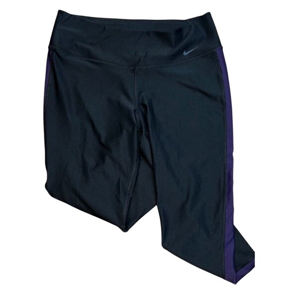 (5/25) Nike Dri-fit Power Capri Performance Legging in Black/Purple Size Large - Picture 2 of 5